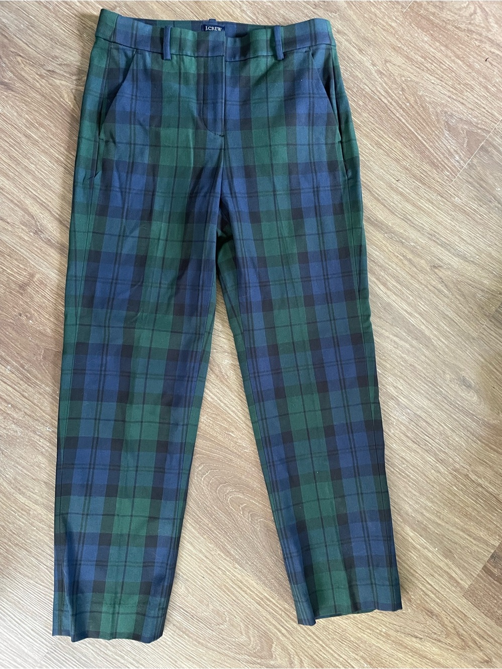 J. Crew Kallie Green & Navy Plaid Trousers